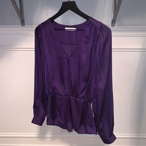 Lush purple silk peplum blouse women’s S